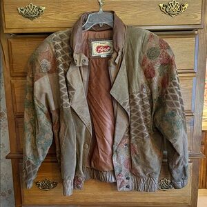 Avanti Women’s Vintage 80’s Earthy Patchwork Bomber Jacket